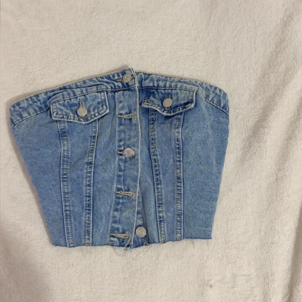 Light Wash Denim Corset Top